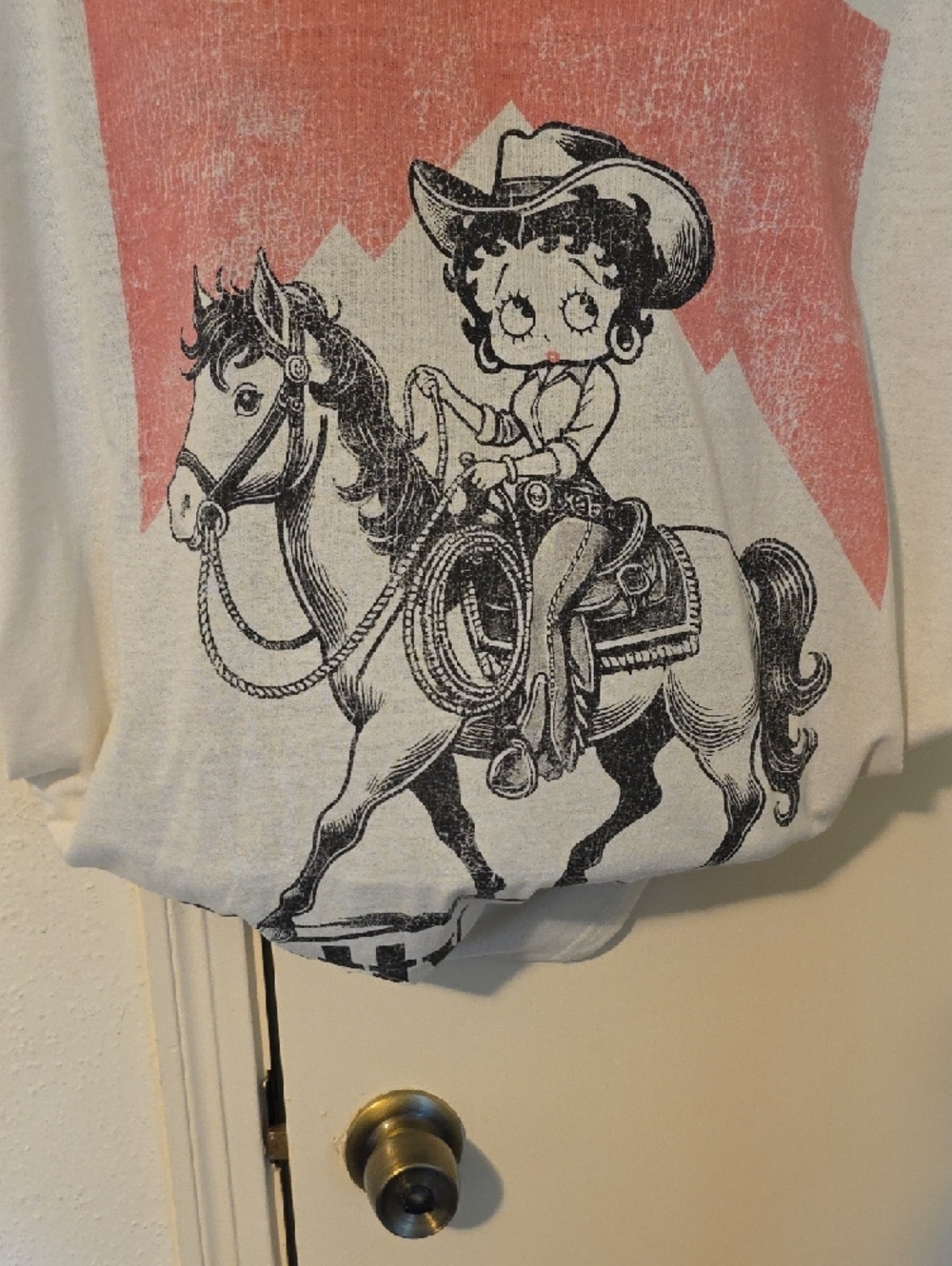 Betty Boop White Short Sleeve Tee with Pink Graphic - Picture 2 of 5
